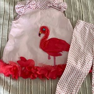 Girls size 2t flamingo 2piece set